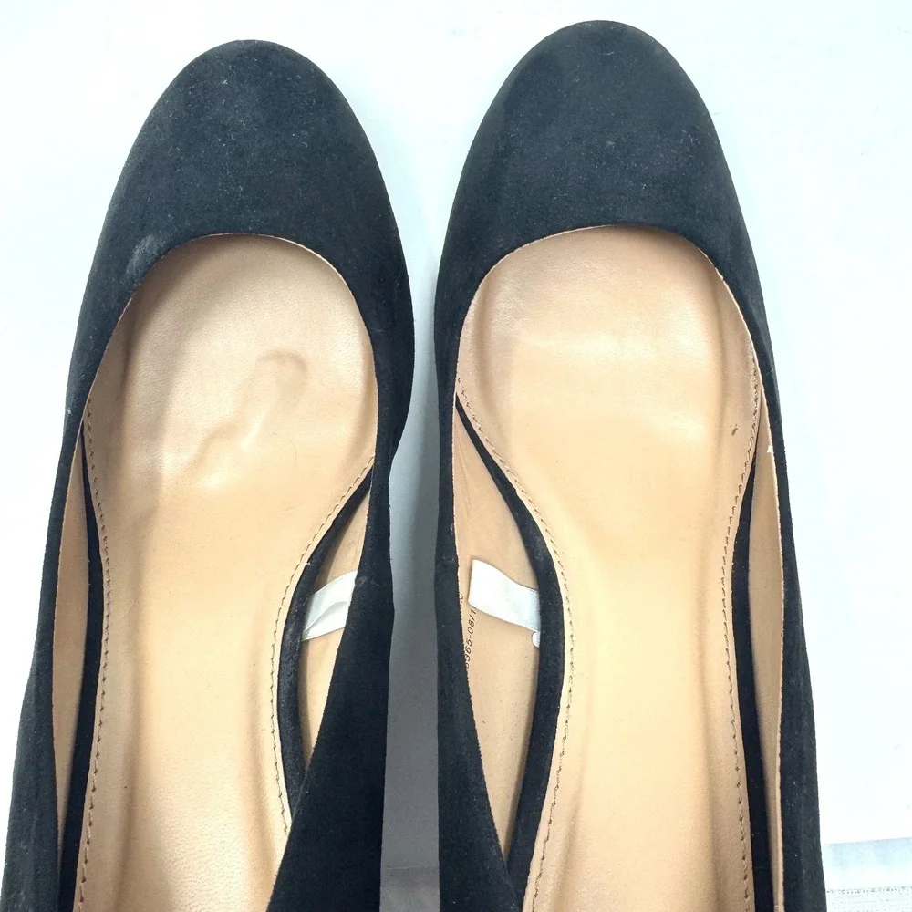 A New Day Wedge Pump Womens 10 Black Faux Suede Round Toe Classic Office Shoe